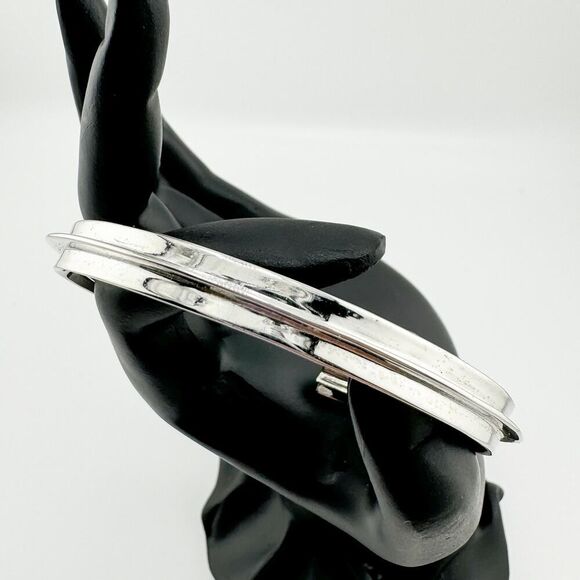 Vintage Star Shaped Cuff Bracelet Engraved Y2K Unique Affirmation Silver Tone - Picture 12 of 14